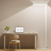 Honeywell 6000LM LED floor lamp with a wide panel provides even coverage for living spaces.