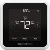 Honeywell Home T5 thermostat mounted on wall with a clear touchscreen for precise control.