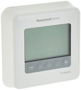 Honeywell TH4110U2005 front view thermostat with white finish, designed for simple programming.
