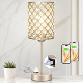 Hong-in Champagne Gold Lamp with nightstand crystal-base for ambient lighting
