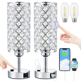 Hong-in crystal lamp set on a nightstand adds elegant bedroom lighting