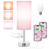 Hong-in Pink Bedside Lamp with 3 color modes for customizable ambiance