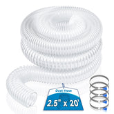 Hon&Guan dust hose 20ft clear shows debris inside for timely cleaning.
