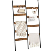 HOOBRO blanket ladder with 9 tiers leans on the wall for organized throws.