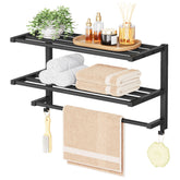 HOOBRO towel rack 23.8-inch wall-mounted front view with organized towels.