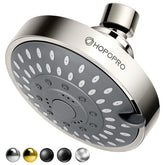 HOPOPRO 5-mode high pressure shower head with brushed nickel finish.