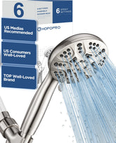 HOPOPRO 6-mode showerhead panel enables quick mode changes for varied showers.