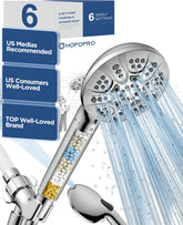 HOPOPRO 7-setting handheld shower head with chrome finish for customizable spray options