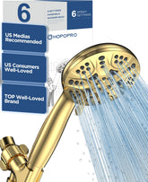 HOPOPRO 6-mode showerhead front view shows versatile spray options for personalized showers.