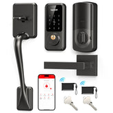 Hornbill smart front door lock set with keypad for convenient keyless entry.