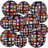 Hortsun all-nations 8in lanterns brighten birthday party with vibrant multicolor flag designs.