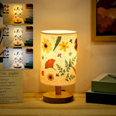 Hortsun pressed flower lamp with wooden base for warm ambient lighting in bedrooms