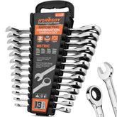 HORUSDY 13-piece ratcheting wrench set in storage rack for quick access