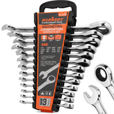 HORUSDY 13-piece ratcheting wrench set offers versatile 1/4–7/8 inch sizes for automotive work