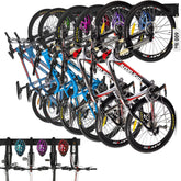 HORUSDY stainless steel bike storage rack wall-mount for six bikes.