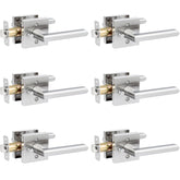 HOSOM 6-pack privacy door handle set in satin nickel for bedrooms