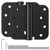 HOSOM self-closing 4-inch hinge close-up with spring action for reliable door closure.