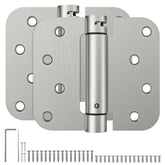 HOSOM self-closing hinges front-door install shows easy mounting and secure closure.