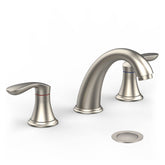 Hosslly bathroom faucet in brushed nickel, wide 3-hole fit, easy installation.
