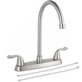 HOTIS HOME brushed nickel kitchen faucet with 2 handles and durable finish.