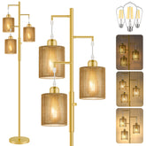 Hotsonic 72in rattan floor lamp with gold finish for warm living room ambiance