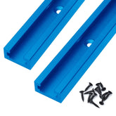 HOTTARGET T-Track blue 24inch for precise clamp alignment in woodworking.