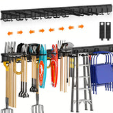 Housolution heavy-duty wall organizer with 64-inch rails boosts garage storage space