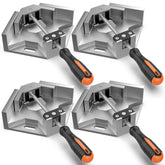 Housolution 4-pack right-angle clamp showing 90-degree corner alignment for precise joins