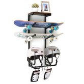 Hovnuyee two-tier skateboard wall rack displaying boards for easy access