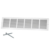 Howeall air return grille front view highlights durable steel construction and matte white finish