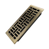 Howeall Seattle design floor register antique brass, front view shows edge-folded fit and style
