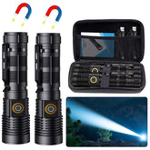 Hoxida rechargeable tactical flashlight with zoomable beam for precise targeting.