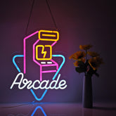 Hoyoelec Arcade Neon Sign on wall decor glowing for a stylish game room ambiance