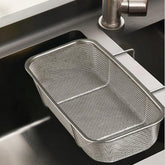 Hpngal stainless steel side sink drain basket filters debris to prevent clogs.