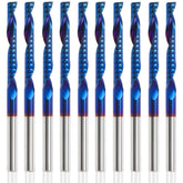 HQMaster 10-pack o flute bit closeup tip with sharp carbide edge for clean cuts.