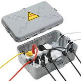 Hrensaw large outdoor electrical box front view showing rugged enclosure protecting outlets