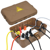Hrensaw large outdoor electrical box protecting outlets outdoors.