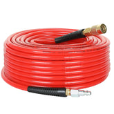 Hromee PU air hose 100 ft red, flexible and non-marring for indoor use.