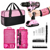 HUAKAYO pink cordless drill 21V with comfortable grip for effortless screwdriving.