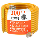 HUANCHAIN 100 ft extension cord with lighted end for safer outdoor use