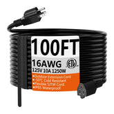 HUANCHAIN 100ft extension cord for outdoor use with long reach and safety