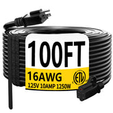 HUANCHAIN 100ft outdoor extension cord plug for heavy-duty outdoor power use.