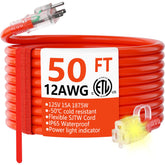 HUANCHAIN 12/3 gauge extension cord with lighted end improves outdoor safety and visibility
