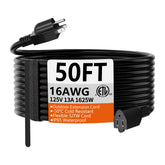 HUANCHAIN 50ft black extension cord for outdoor use with versatile power reach