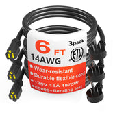 HUANCHAIN flat-plug 6ft extension cord three-pack for tight spaces and outlets