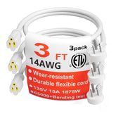 Huanchain flat-plug extension cord 3ft white for space-saving wall outlets.