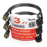 HUANCHAIN flat plug extension cord 3ft for tight spaces, wall clearance.