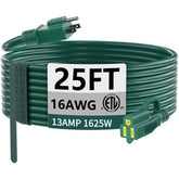 HUANCHAIN green 25ft outdoor extension cord in use outdoors