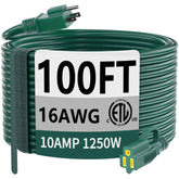 HUANCHAIN green extension cord 100ft for outdoor use, durable and weather-resistant.
