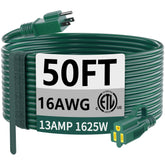 HUANCHAIN green extension cord 50ft for outdoor use, weatherproof and versatile.